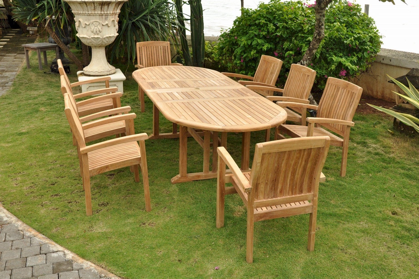 Sahara Stackable 9-Pieces Oval Dining Set - Molaix82045294255SaharaSet-75