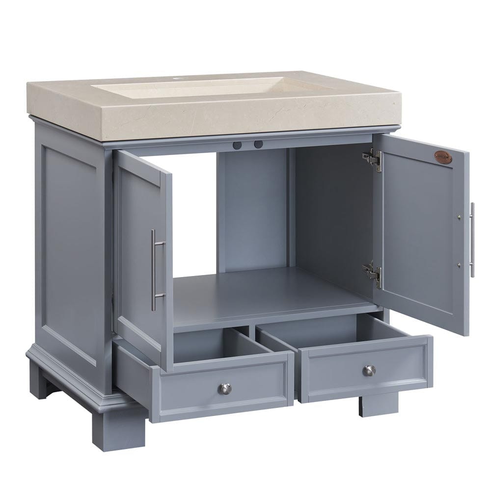 Silkroad Exclusive 36-inch Crema Marfil Marble Top Single Sink Bathroom Vanity - C05036GC_T0136CRC - Molaix600316840248Bathroom VanityC05036GC_T0136CRC
