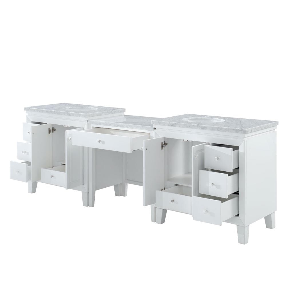Silkroad Exclusive 103-inch Carrara White Marble Top Double Sink Bathroom Vanity - V0320WW103D - Molaix600316839235Bathroom VanityV0320WW103D