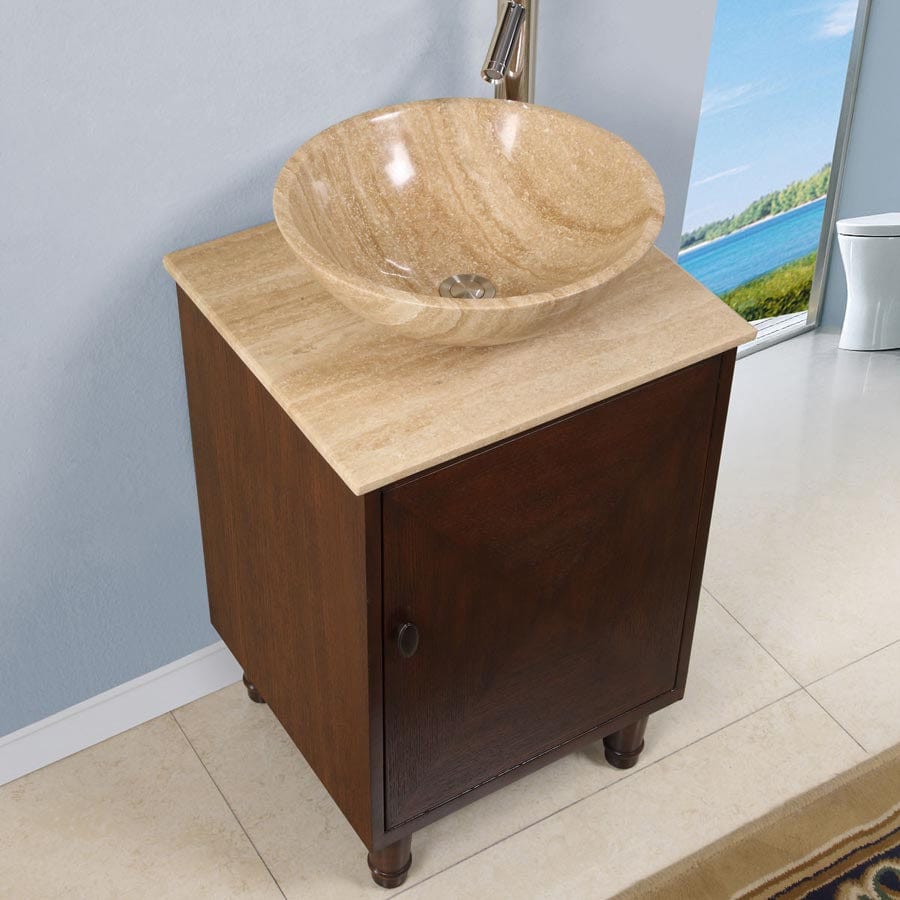 Silkroad Exclusive 20-inch Travertine Top Single Sink Bathroom Vanity - HYP-0225-T-20 - Molaix600316840569Bathroom VanityHYP-0225-T-20
