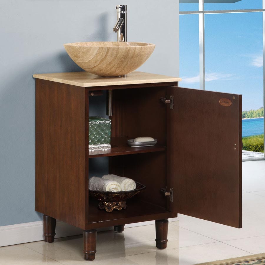 Silkroad Exclusive 20-inch Travertine Top Single Sink Bathroom Vanity - HYP-0225-T-20 - Molaix600316840569Bathroom VanityHYP-0225-T-20