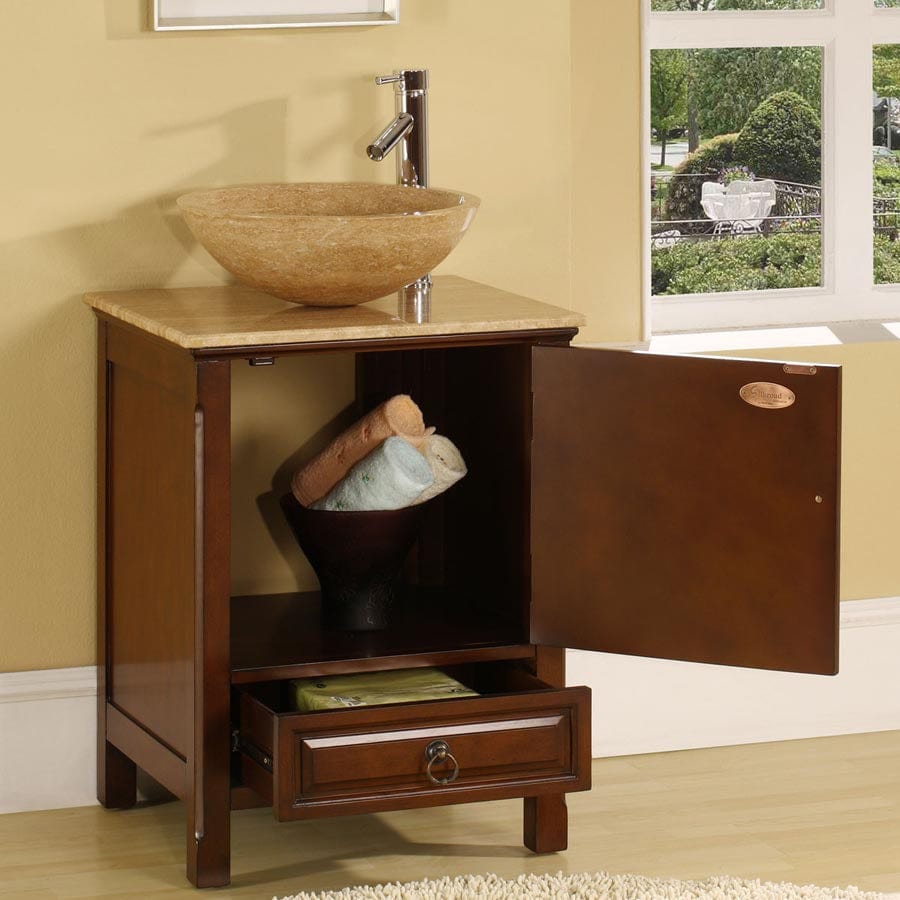 Silkroad Exclusive 22-inch Travertine Top Single Sink Bathroom Vanity - HYP-0158-T-22 - Molaix600316840545Bathroom VanityHYP-0158-T-22