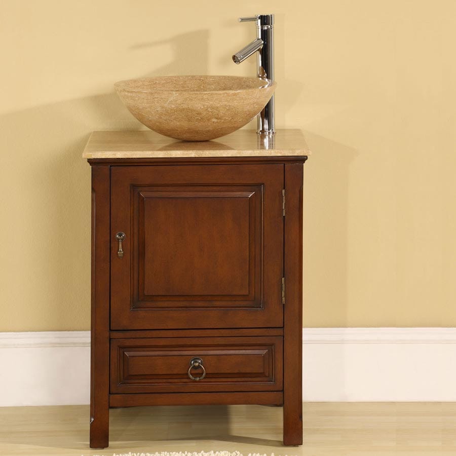 Silkroad Exclusive 22-inch Travertine Top Single Sink Bathroom Vanity - HYP-0158-T-22 - Molaix600316840545Bathroom VanityHYP-0158-T-22