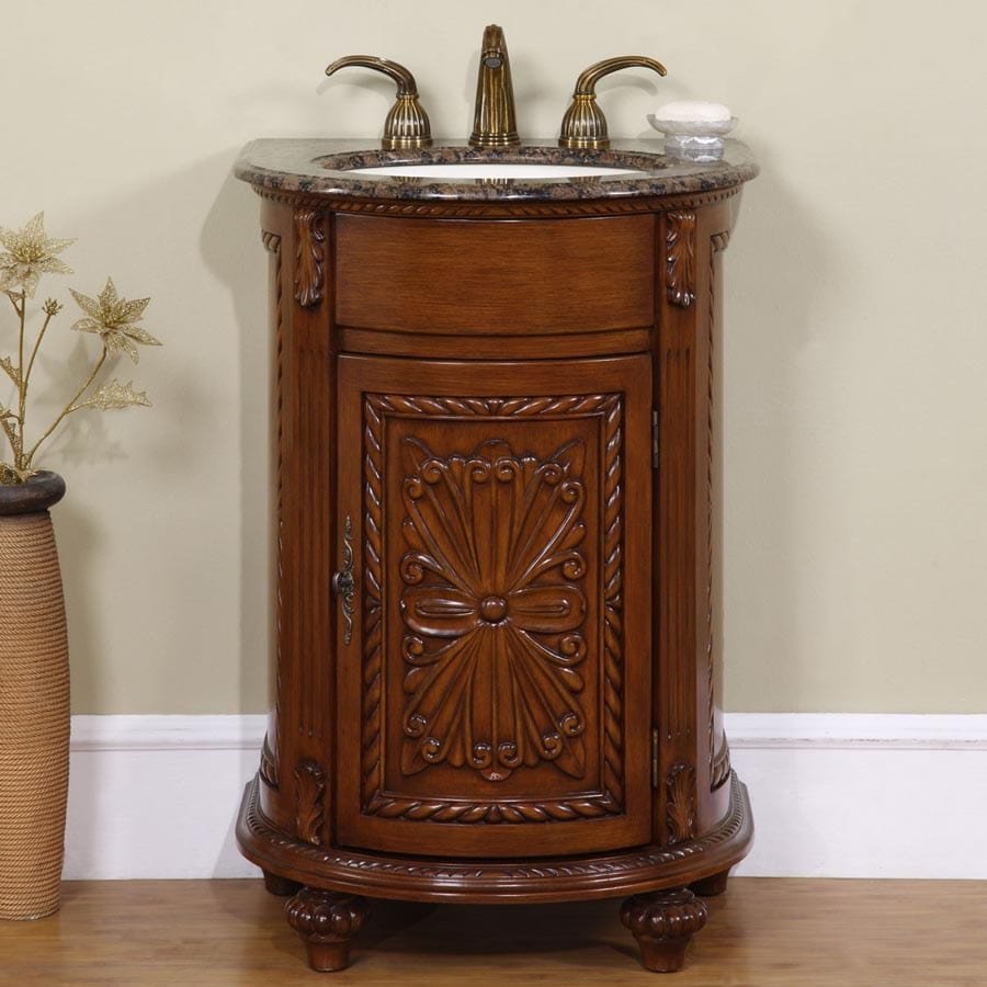 Silkroad Exclusive 24-inch Baltic Brown Granite Top Single Sink Bathroom Vanity - HYP-0135-BB-UIC-24 - Molaix610256799902Bathroom VanityHYP-0135-BB-UIC-24