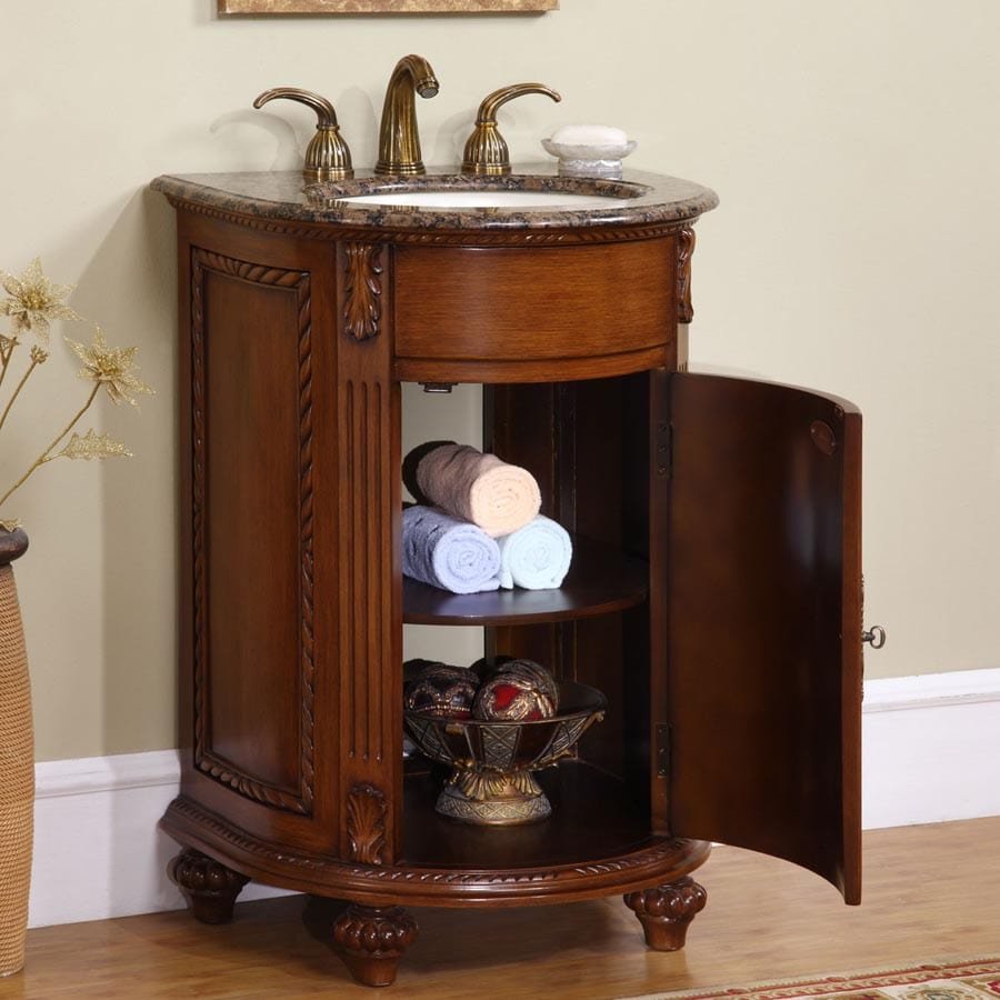 Silkroad Exclusive 24-inch Baltic Brown Granite Top Single Sink Bathroom Vanity - HYP-0135-BB-UIC-24 - Molaix610256799902Bathroom VanityHYP-0135-BB-UIC-24