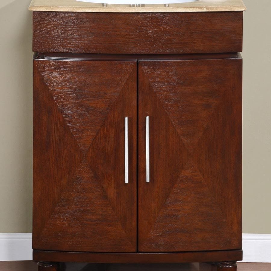 Silkroad Exclusive 26-inch Travertine Top Single Sink Bathroom Vanity - HYP-0220-T-UWC-26 - Molaix610256800387Bathroom VanityHYP-0220-T-UWC-26