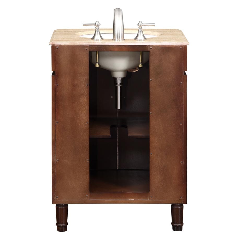 Silkroad Exclusive 26-inch Travertine Top Single Sink Bathroom Vanity - HYP-0220-T-UWC-26 - Molaix610256800387Bathroom VanityHYP-0220-T-UWC-26