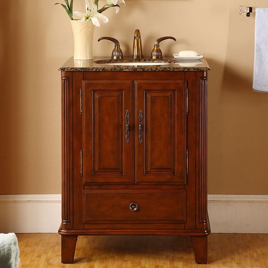 Silkroad Exclusive 28-inch Baltic Brown Granite Top Single Sink Bathroom Vanity - HYP-0207-BB-UIC-28 - Molaix610256800127Bathroom VanityHYP-0207-BB-UIC-28