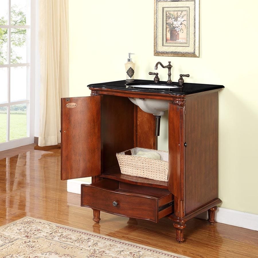 Silkroad Exclusive 30-inch Black Galaxy Granite Top Single Sink Bathroom Vanity - FS-0266-BG-UWC-30 - Molaix610256802206Bathroom VanityFS-0266-BG-UWC-30