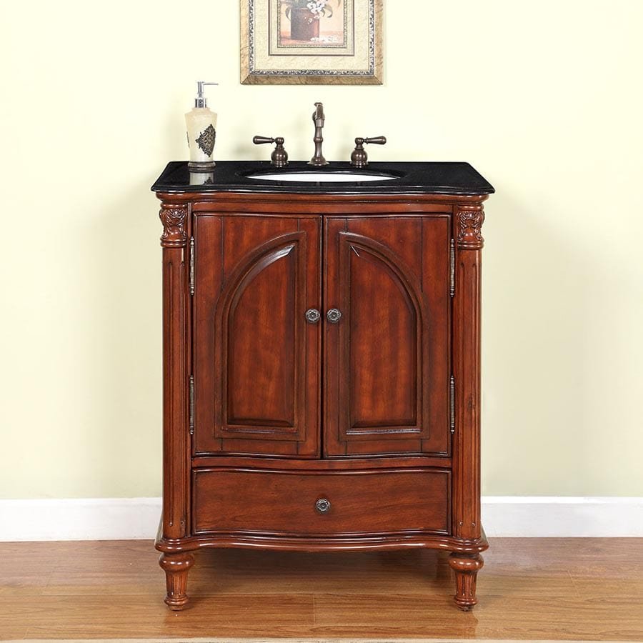 Silkroad Exclusive 30-inch Black Galaxy Granite Top Single Sink Bathroom Vanity - FS-0266-BG-UWC-30 - Molaix610256802206Bathroom VanityFS-0266-BG-UWC-30