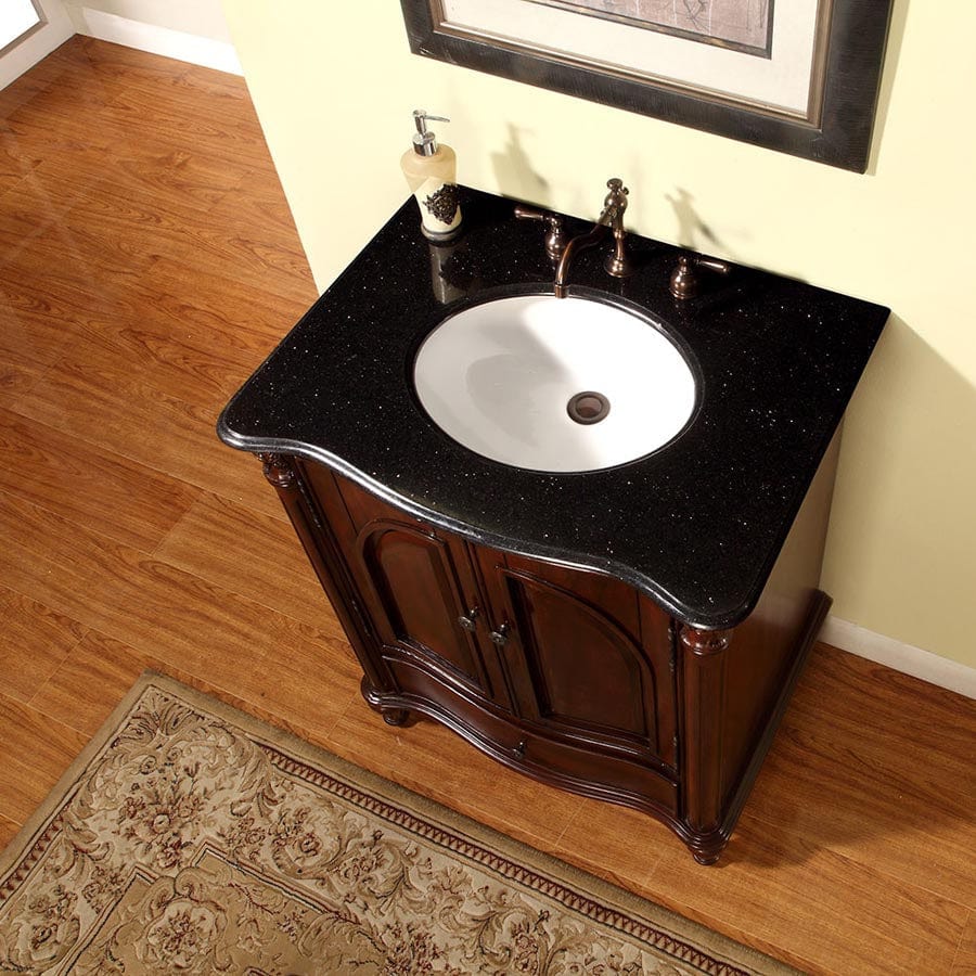 Silkroad Exclusive 30-inch Black Galaxy Granite Top Single Sink Bathroom Vanity - FS-0266-BG-UWC-30 - Molaix610256802206Bathroom VanityFS-0266-BG-UWC-30