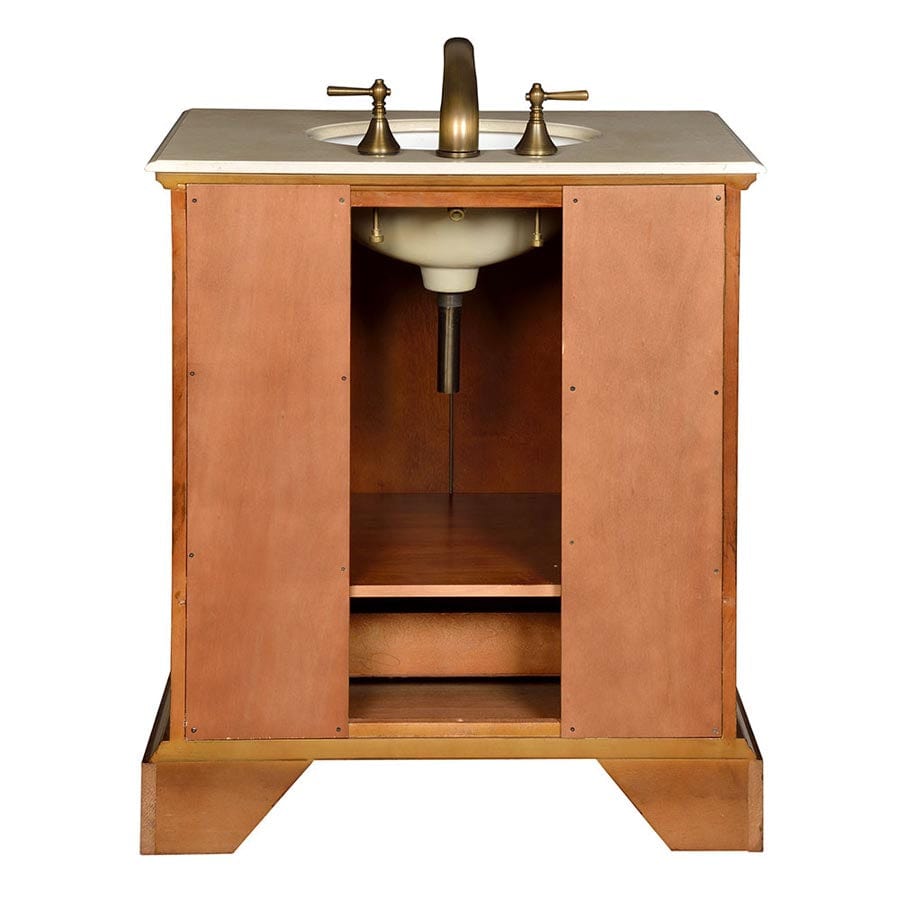 Silkroad Exclusive 32-inch Crema Marfil Marble Top Single Sink Bathroom Vanity - JB-0270-CM-UWC-32 - Molaix610256802275Bathroom VanityJB-0270-CM-UWC-32