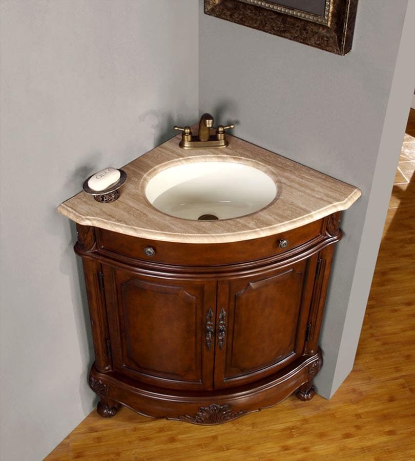 Silkroad Exclusive 32-inch Travertine Top Single Sink Bathroom Vanity - LTP-0126B-T-UWC-32 - Molaix610256801988Bathroom VanityLTP-0126B-T-UWC-32