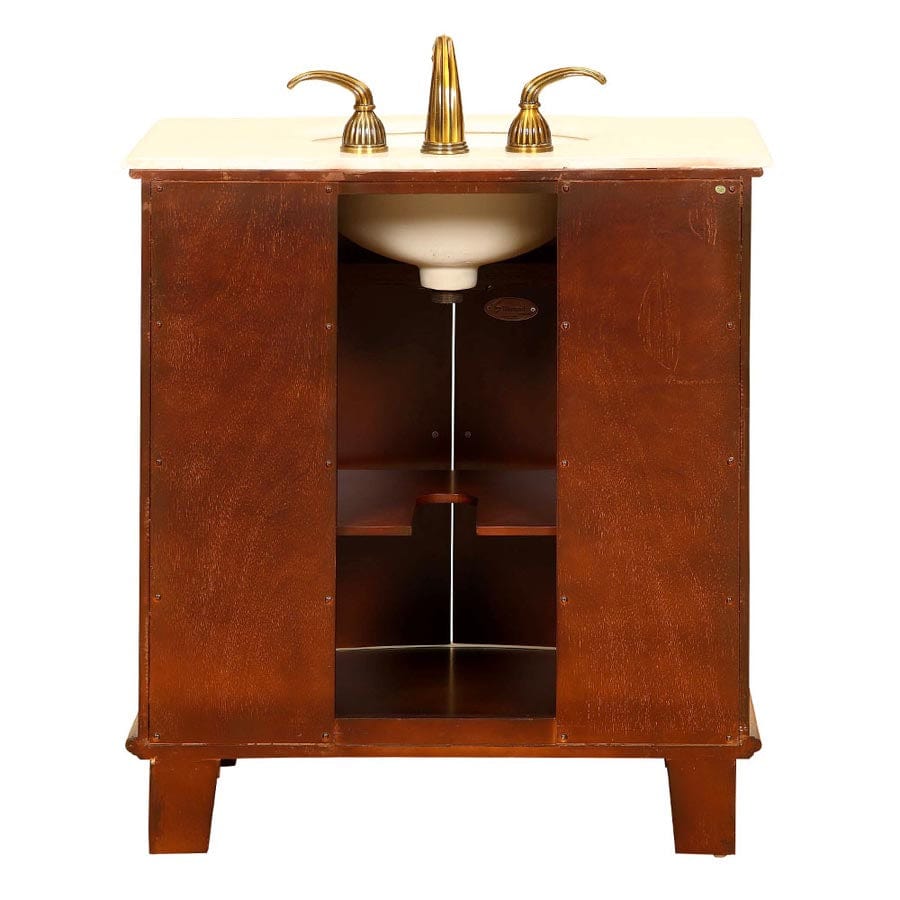 Silkroad Exclusive 33-inch Crema Marfil Marble Top Single Sink Bathroom Vanity - HYP-0204-CM-UIC-33 - Molaix610256800066Bathroom VanityHYP-0204-CM-UIC-33