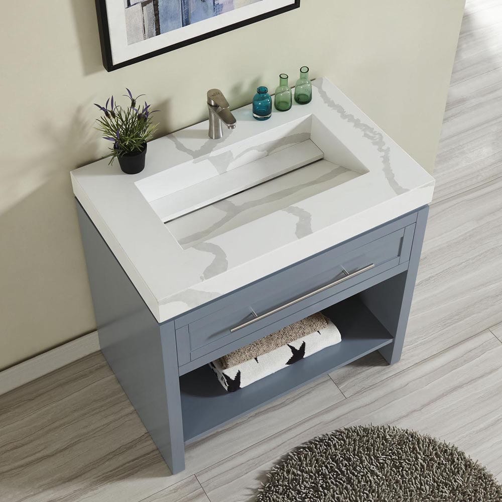 Silkroad Exclusive 36-inch Calacatta White Quartz Top Single Sink Bathroom Vanity - C01036GC_T0136LRC - Molaix600316839518Bathroom VanityC01036GC_T0136LRC