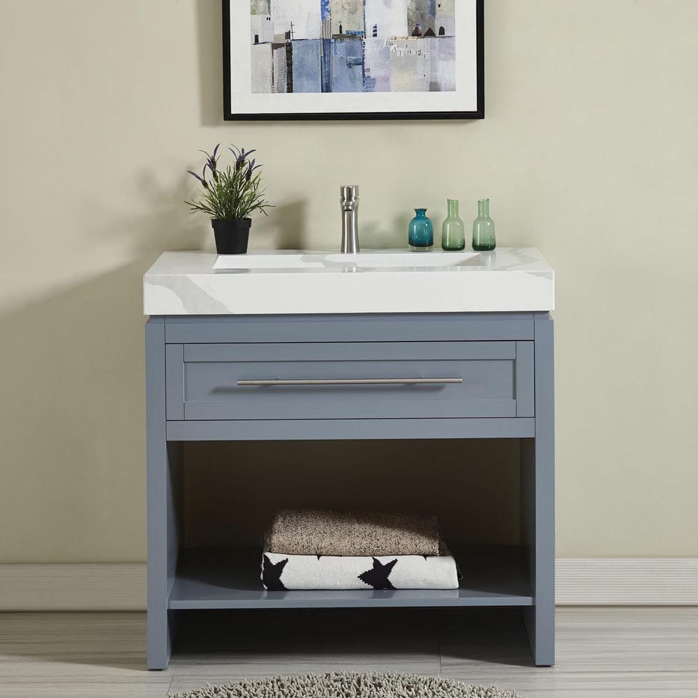 Silkroad Exclusive 36-inch Calacatta White Quartz Top Single Sink Bathroom Vanity - C01036GC_T0136LRC - Molaix600316839518Bathroom VanityC01036GC_T0136LRC