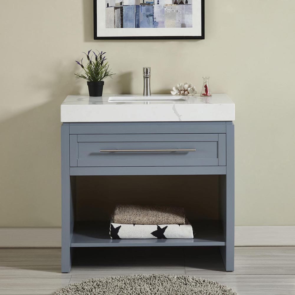 Silkroad Exclusive 36-inch Calacatta White Quartz Top Single Sink Bathroom Vanity - C01136GC_T0236LSC - Molaix600316839556Bathroom VanityC01136GC_T0236LSC