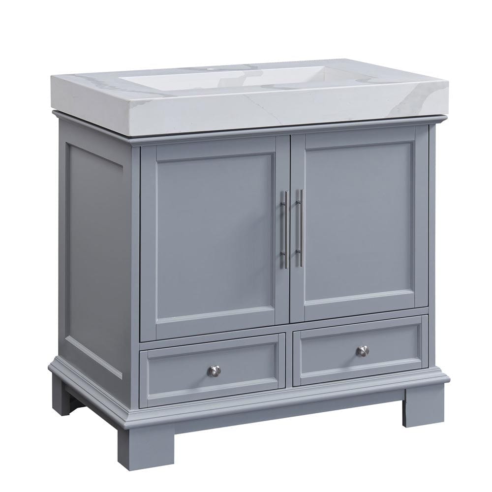 Silkroad Exclusive 36-inch Calacatta White Quartz Top Single Sink Bathroom Vanity - C05036GC_T0136LRC - Molaix600316840255Bathroom VanityC05036GC_T0136LRC