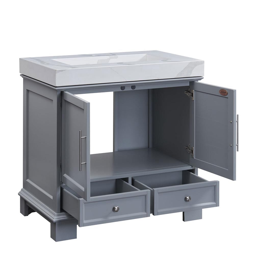 Silkroad Exclusive 36-inch Calacatta White Quartz Top Single Sink Bathroom Vanity - C05036GC_T0136LRC - Molaix600316840255Bathroom VanityC05036GC_T0136LRC