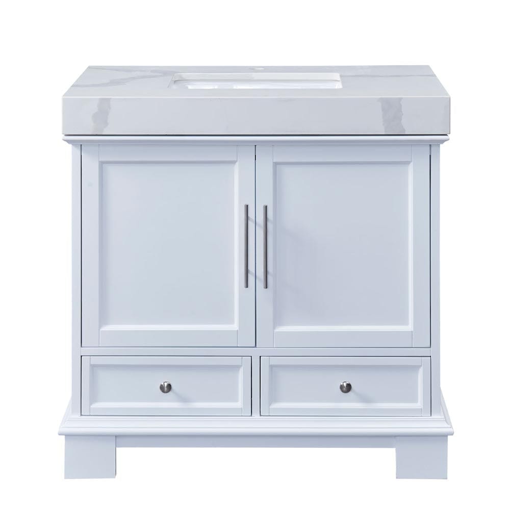 Silkroad Exclusive 36-inch Calacatta White Quartz Top Single Sink Bathroom Vanity - C05036WC_T0236LSC - Molaix600316840385Bathroom VanityC05036WC_T0236LSC