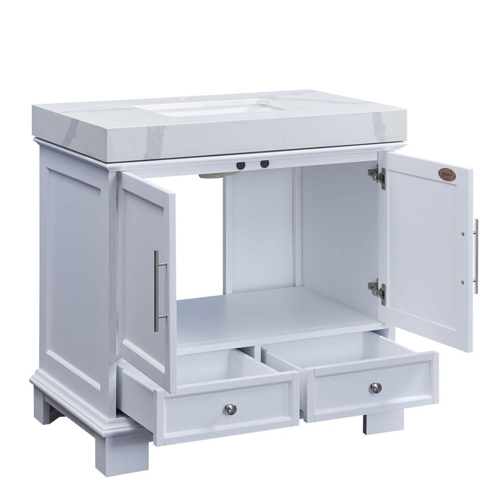 Silkroad Exclusive 36-inch Calacatta White Quartz Top Single Sink Bathroom Vanity - C05036WC_T0236LSC - Molaix600316840385Bathroom VanityC05036WC_T0236LSC
