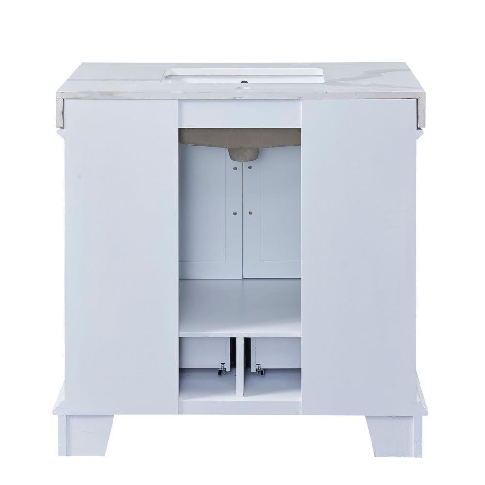 Silkroad Exclusive 36-inch Calacatta White Quartz Top Single Sink Bathroom Vanity - C05036WC_T0236LSC - Molaix600316840385Bathroom VanityC05036WC_T0236LSC