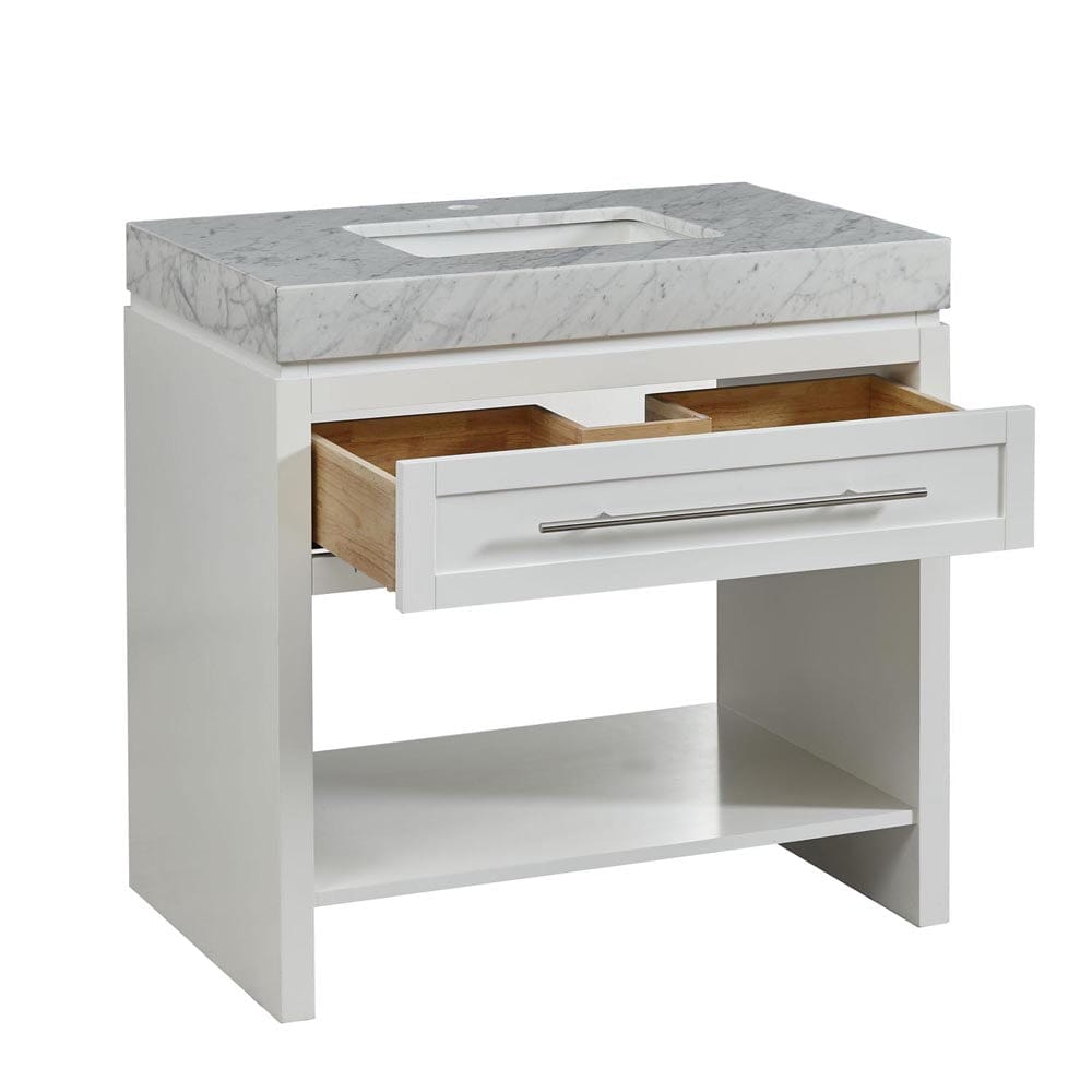 Silkroad Exclusive 36-inch Carrara White Marble Top Single Sink Bathroom Vanity - C01136WC_T0236WSC - Molaix600316839655Bathroom VanityC01136WC_T0236WSC