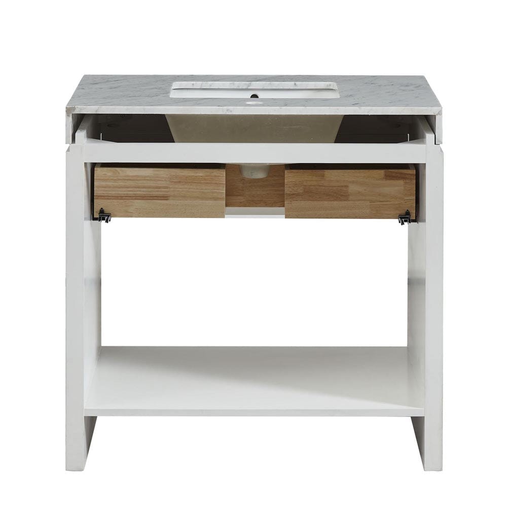 Silkroad Exclusive 36-inch Carrara White Marble Top Single Sink Bathroom Vanity - C01136WC_T0236WSC - Molaix600316839655Bathroom VanityC01136WC_T0236WSC