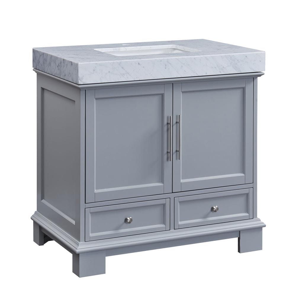Silkroad Exclusive 36-inch Carrara White Marble Top Single Sink Bathroom Vanity - C05036GC_T0236WSC - Molaix600316840316Bathroom VanityC05036GC_T0236WSC
