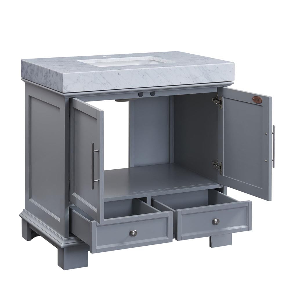 Silkroad Exclusive 36-inch Carrara White Marble Top Single Sink Bathroom Vanity - C05036GC_T0236WSC - Molaix600316840316Bathroom VanityC05036GC_T0236WSC