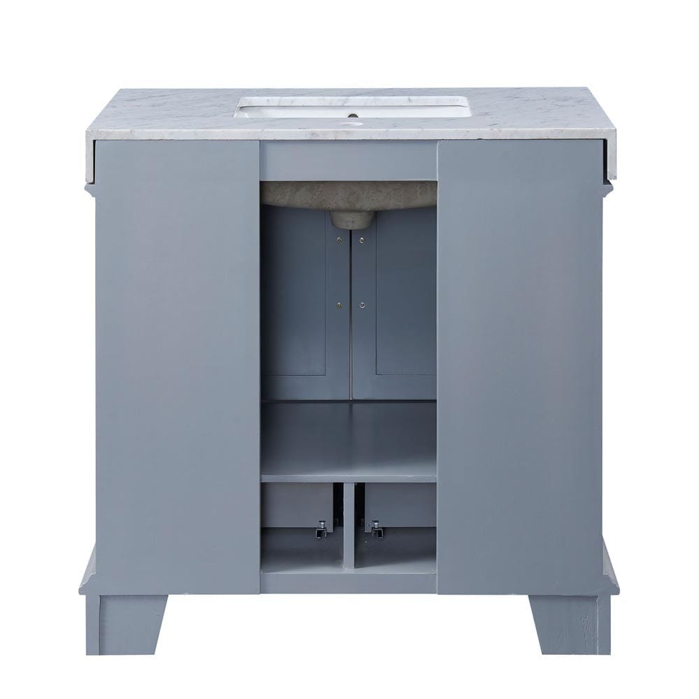 Silkroad Exclusive 36-inch Carrara White Marble Top Single Sink Bathroom Vanity - C05036GC_T0236WSC - Molaix600316840316Bathroom VanityC05036GC_T0236WSC