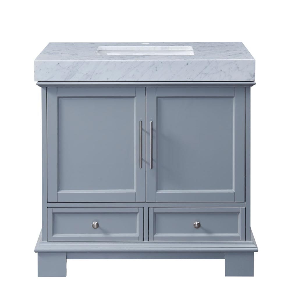 Silkroad Exclusive 36-inch Carrara White Marble Top Single Sink Bathroom Vanity - C05036GC_T0236WSC - Molaix600316840316Bathroom VanityC05036GC_T0236WSC