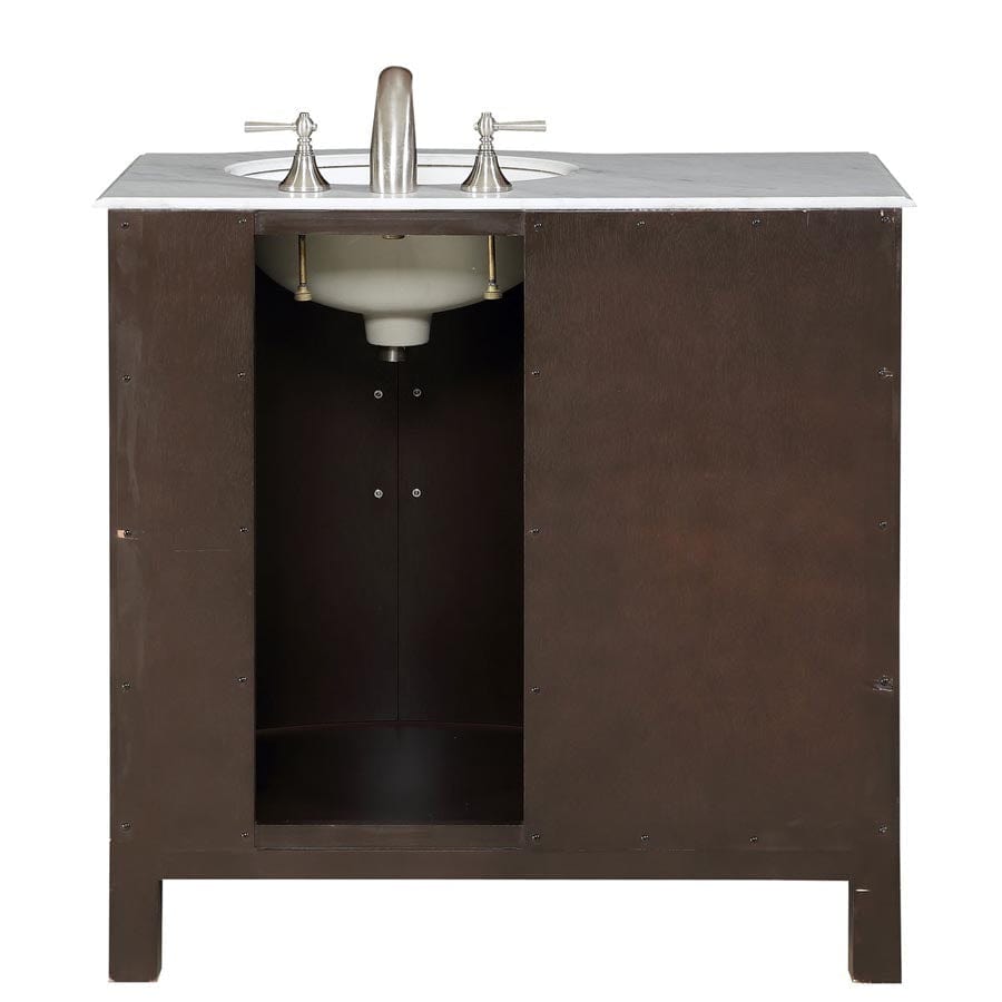 Silkroad Exclusive 36-inch Carrara White Marble Top Single Sink Bathroom Vanity - HYP-0912-WM-UWC-36-R - Molaix610256802718Bathroom VanityHYP-0912-WM-UWC-36-R