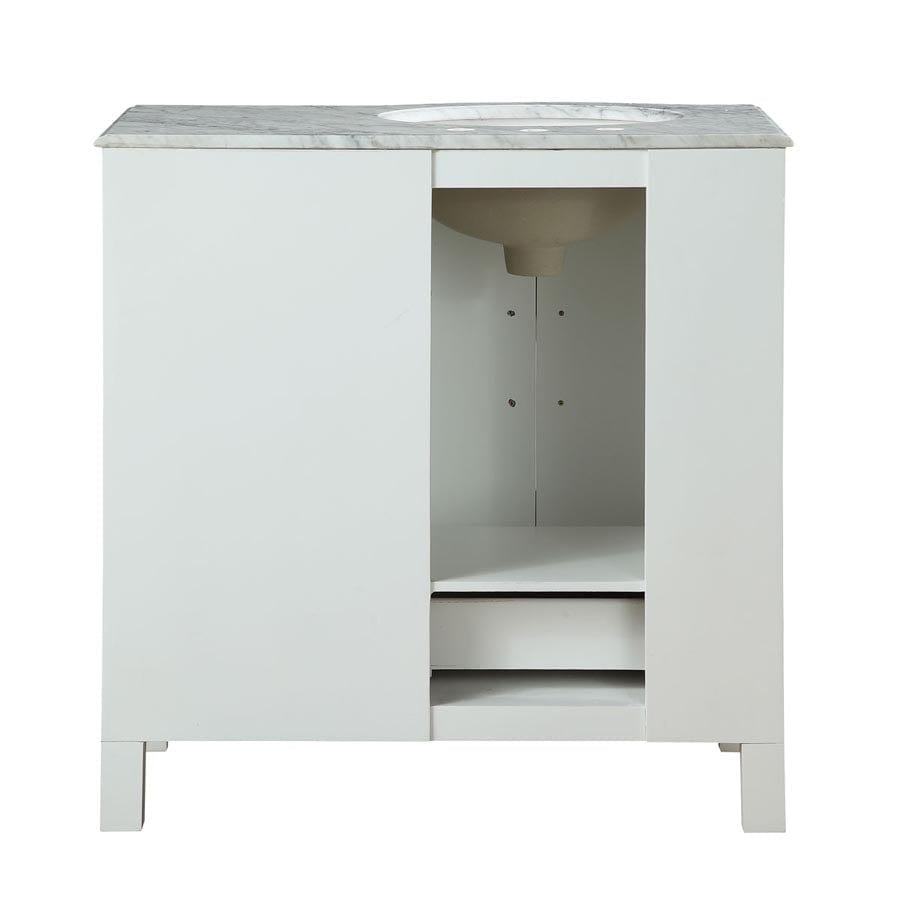 Silkroad Exclusive 36-inch Carrara White Marble Top Single Sink Bathroom Vanity - V0290WW36L - Molaix600316839051Bathroom VanityV0290WW36L
