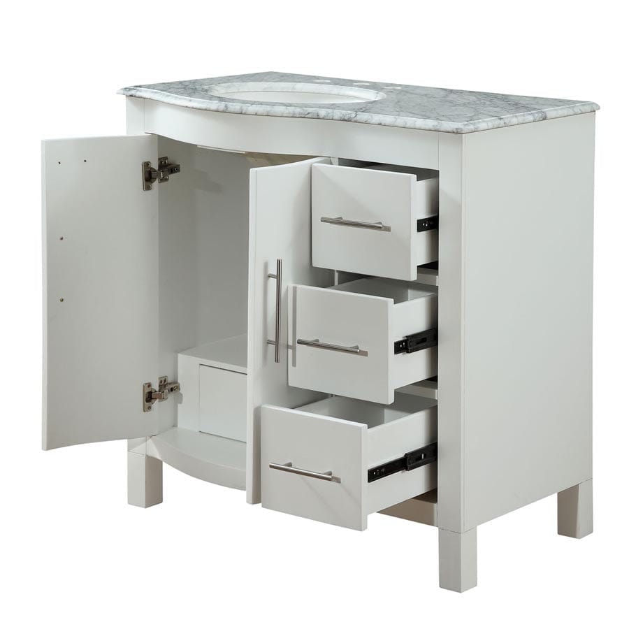 Silkroad Exclusive 36-inch Carrara White Marble Top Single Sink Bathroom Vanity - V0290WW36L - Molaix600316839051Bathroom VanityV0290WW36L