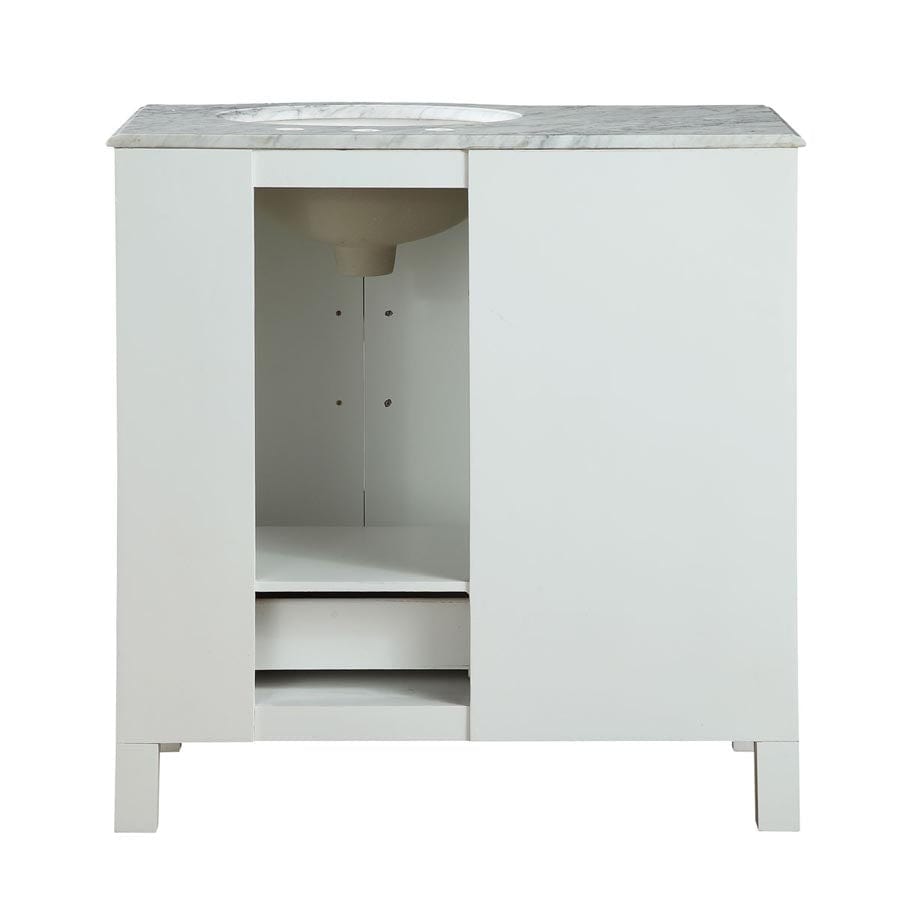 Silkroad Exclusive 36-inch Carrara White Marble Top Single Sink Bathroom Vanity - V0290WW36R - Molaix600316839068Bathroom VanityV0290WW36R