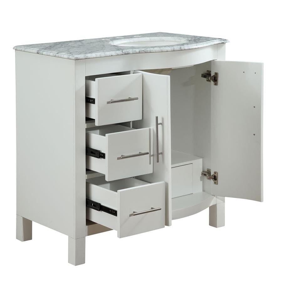 Silkroad Exclusive 36-inch Carrara White Marble Top Single Sink Bathroom Vanity - V0290WW36R - Molaix600316839068Bathroom VanityV0290WW36R
