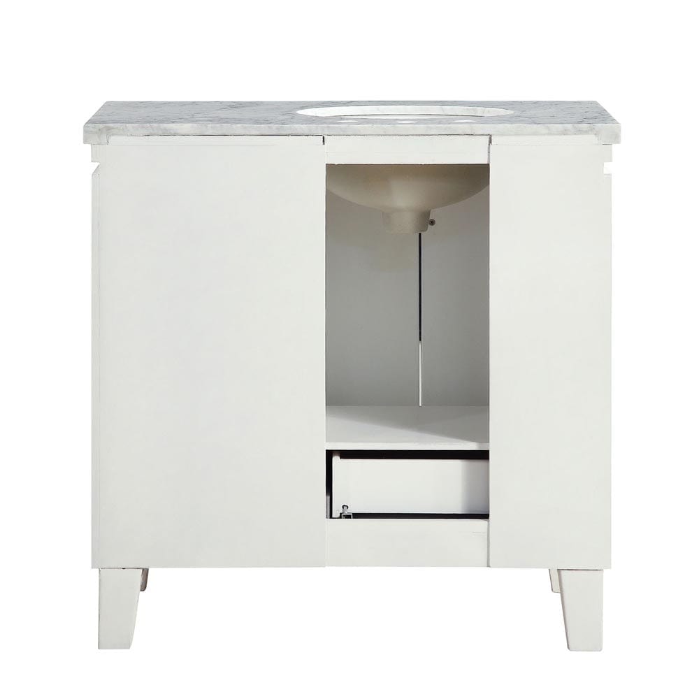 Silkroad Exclusive 36-inch Carrara White Marble Top Single Sink Bathroom Vanity - V0320WW36L - Molaix600316839181Bathroom VanityV0320WW36L