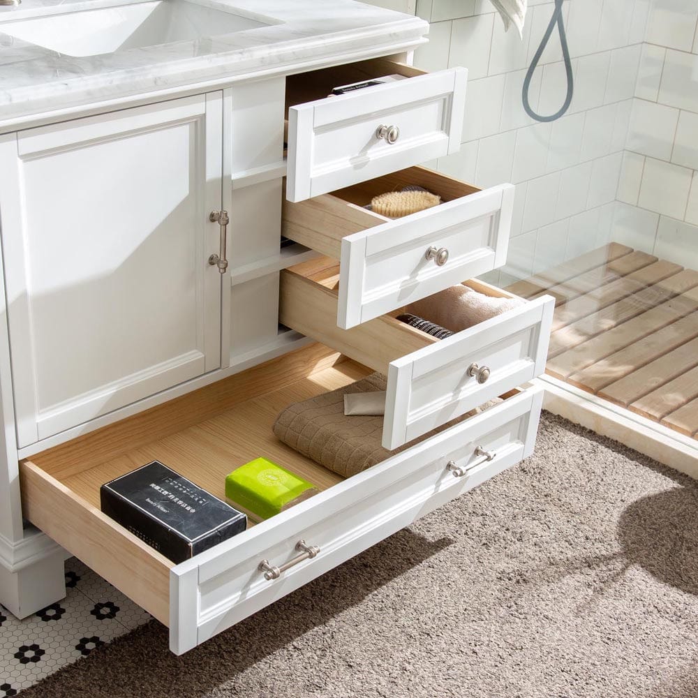 Silkroad Exclusive 36-inch Carrara White Marble Top Single Sink Bathroom Vanity - V08036WWC - Molaix600316840422Bathroom VanityV08036WWC
