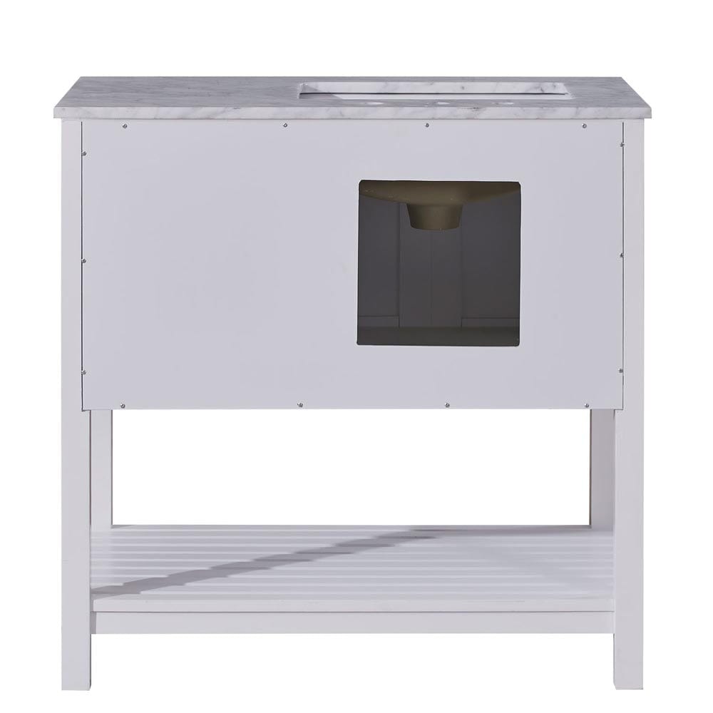 Silkroad Exclusive 36-inch Carrara White Marble Top Single Sink Bathroom Vanity - V10036WWSL - Molaix600316839402Bathroom VanityV10036WWSL