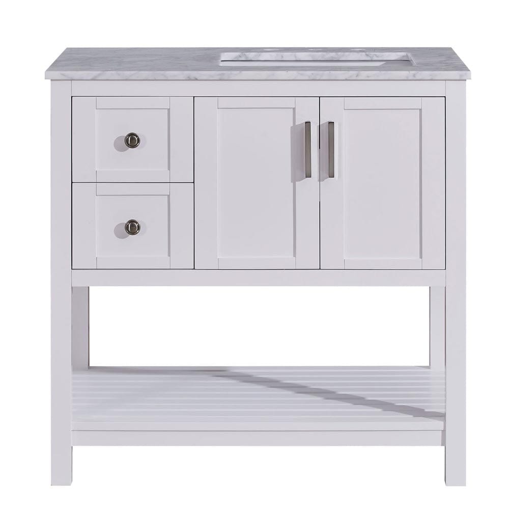 Silkroad Exclusive 36-inch Carrara White Marble Top Single Sink Bathroom Vanity - V10036WWSR - Molaix600316839419Bathroom VanityV10036WWSR