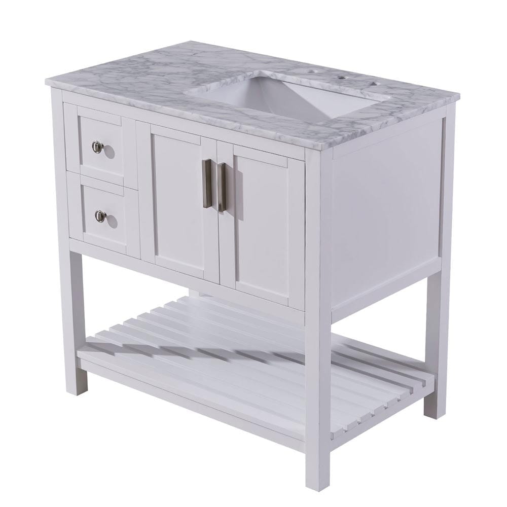 Silkroad Exclusive 36-inch Carrara White Marble Top Single Sink Bathroom Vanity - V10036WWSR - Molaix600316839419Bathroom VanityV10036WWSR