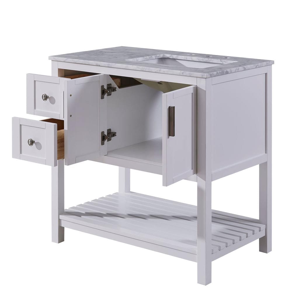 Silkroad Exclusive 36-inch Carrara White Marble Top Single Sink Bathroom Vanity - V10036WWSR - Molaix600316839419Bathroom VanityV10036WWSR