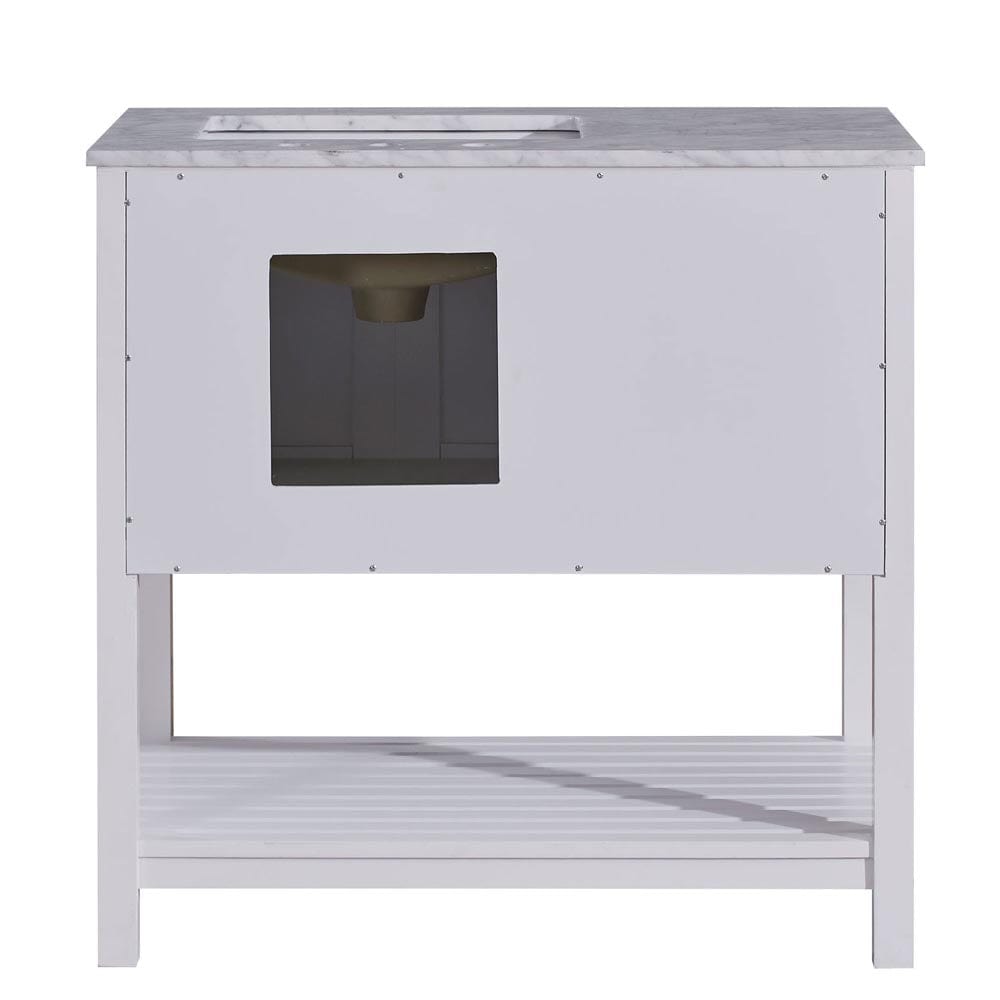 Silkroad Exclusive 36-inch Carrara White Marble Top Single Sink Bathroom Vanity - V10036WWSR - Molaix600316839419Bathroom VanityV10036WWSR