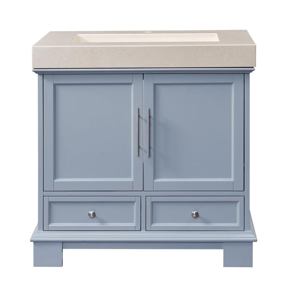 Silkroad Exclusive 36-inch Crema Marfil Marble Top Single Sink Bathroom Vanity - C05036GC_T0136CRC - Molaix600316840248Bathroom VanityC05036GC_T0136CRC
