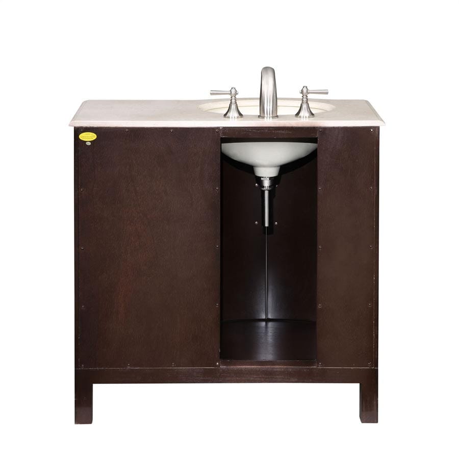 Silkroad Exclusive 36-inch Crema Marfil Marble Top Single Sink Bathroom Vanity - HYP-0912-CM-UWC-36-L - Molaix610256800950Bathroom VanityHYP-0912-CM-UWC-36-L