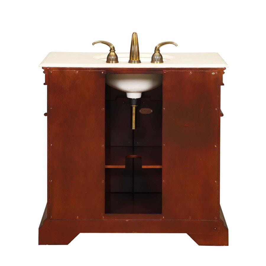 Silkroad Exclusive 36-inch Crema Marfil Marble Top Single Sink Bathroom Vanity - LTP-0182-CM-UIC-36 - Molaix610256801223Bathroom VanityLTP-0182-CM-UIC-36