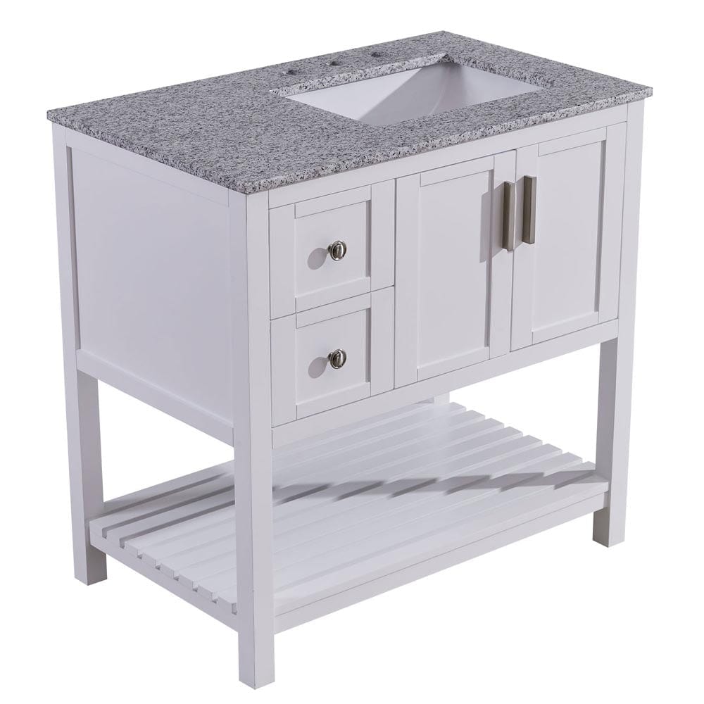 Silkroad Exclusive 36-inch Sesame White Granite Top Single Sink Bathroom Vanity - V10036WSSR - Molaix600316839396Bathroom VanityV10036WSSR