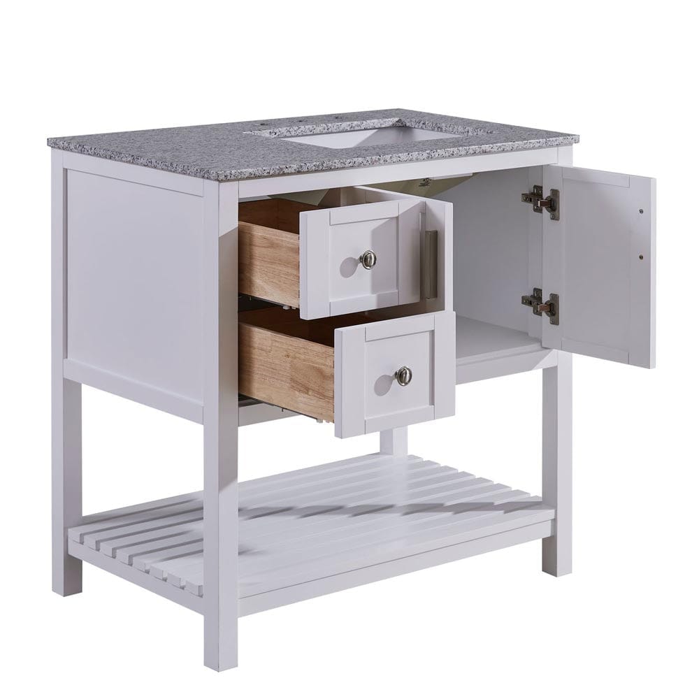 Silkroad Exclusive 36-inch Sesame White Granite Top Single Sink Bathroom Vanity - V10036WSSR - Molaix600316839396Bathroom VanityV10036WSSR