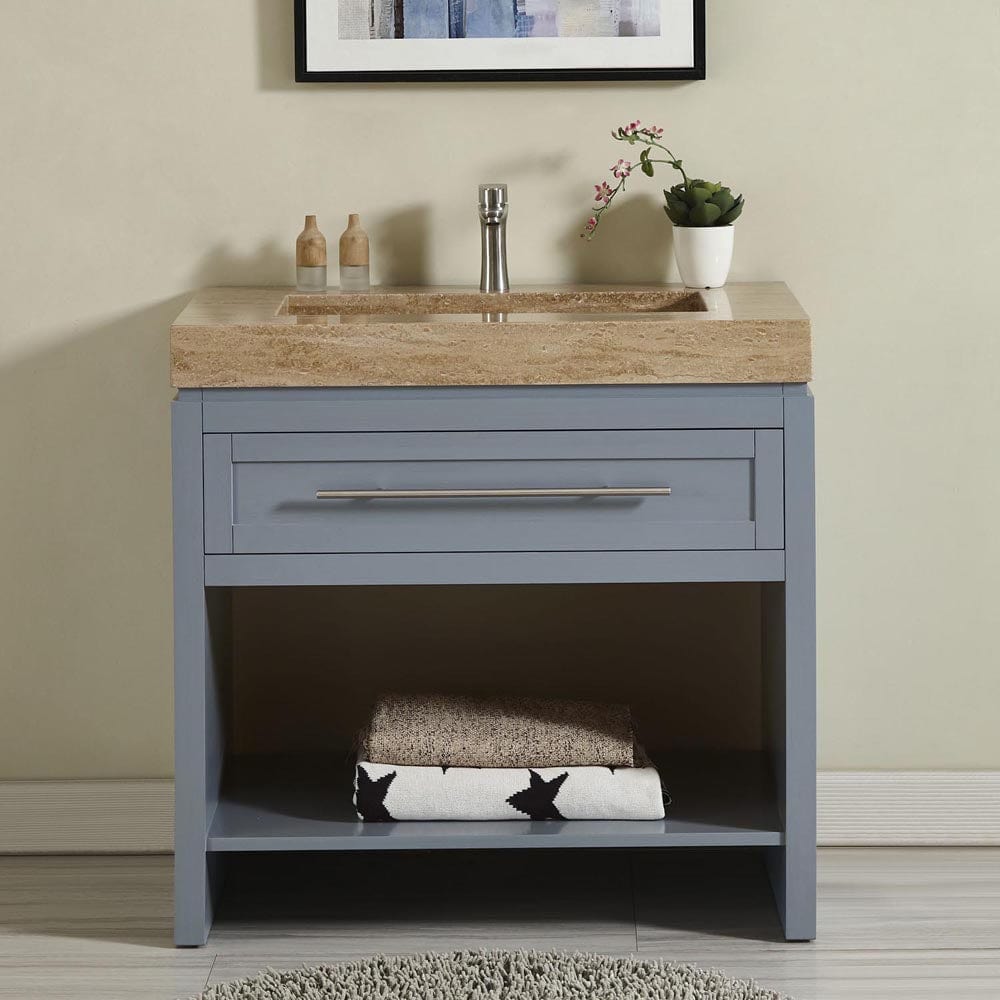 Silkroad Exclusive 36-inch Travertine Top Single Sink Bathroom Vanity - C01036GC_T0136TRC - Molaix600316839525Bathroom VanityC01036GC_T0136TRC